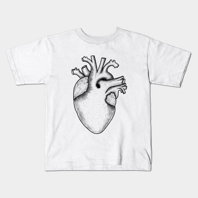 Human heart anatomy,I love my heart Kids T-Shirt by Artardishop